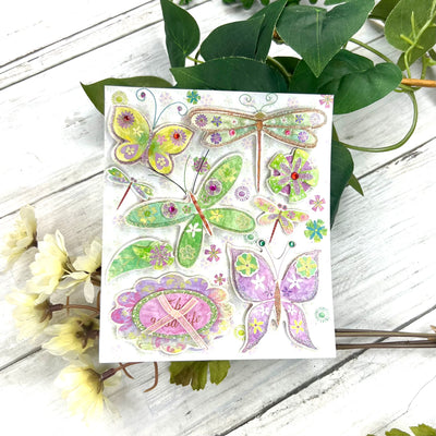 Green Dragón flies And butterflies : 3D stickers