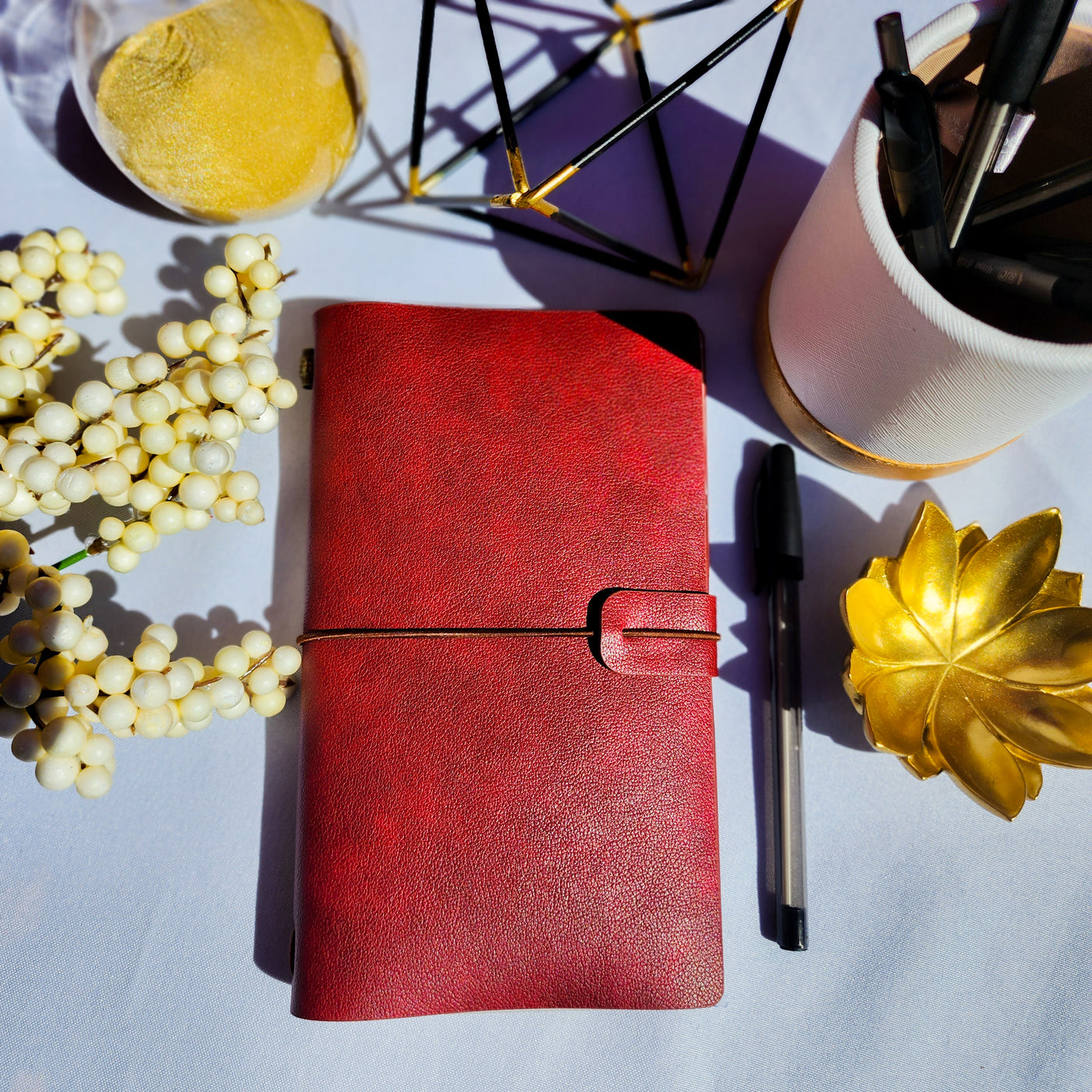 Scarlet Red  : Vegan Leather Travel Journal - Thehealinghandbook