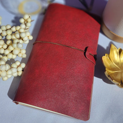 Scarlet Red  : Vegan Leather Travel Journal - Thehealinghandbook