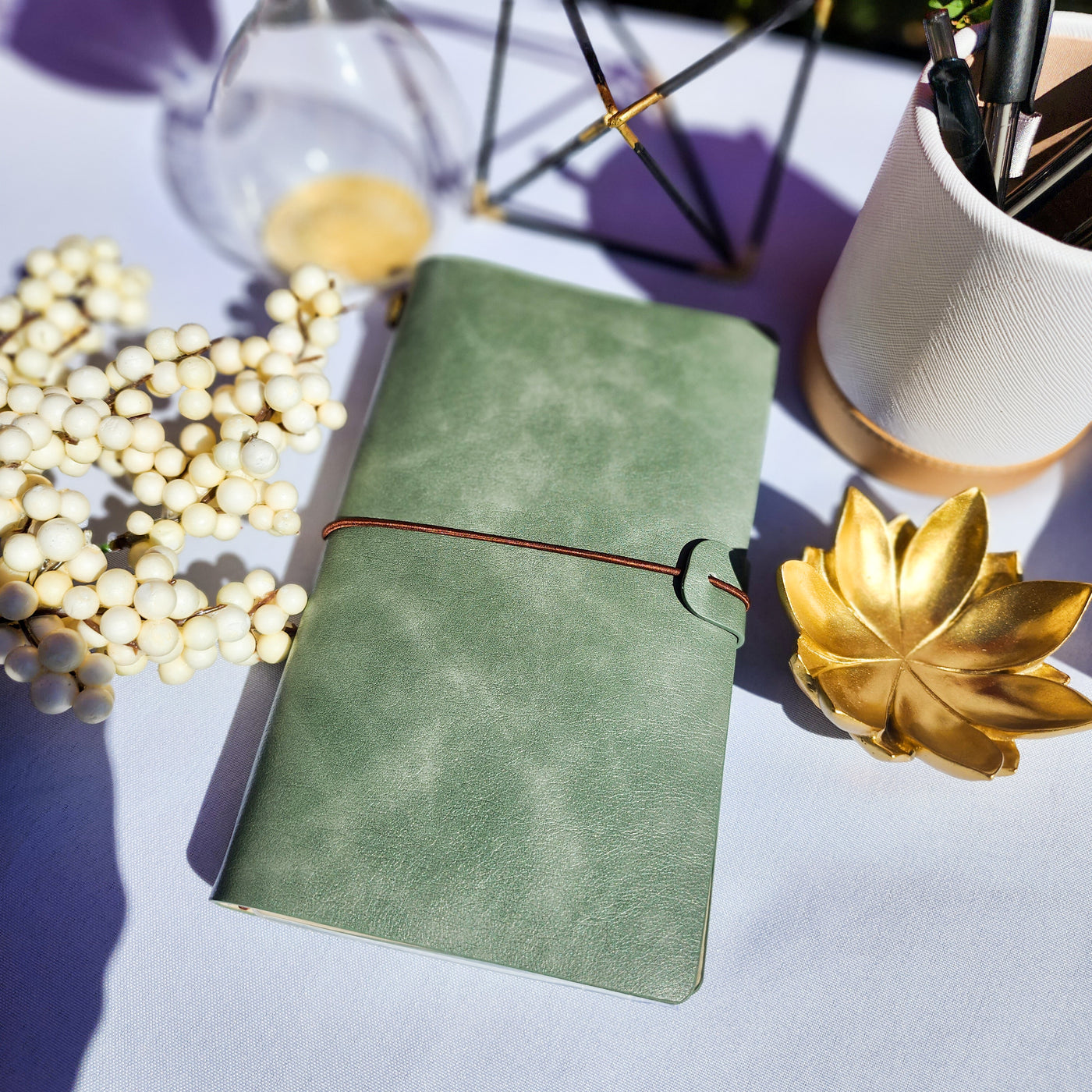 Jade Green Vegan Leather Travel Journal - Thehealinghandbook