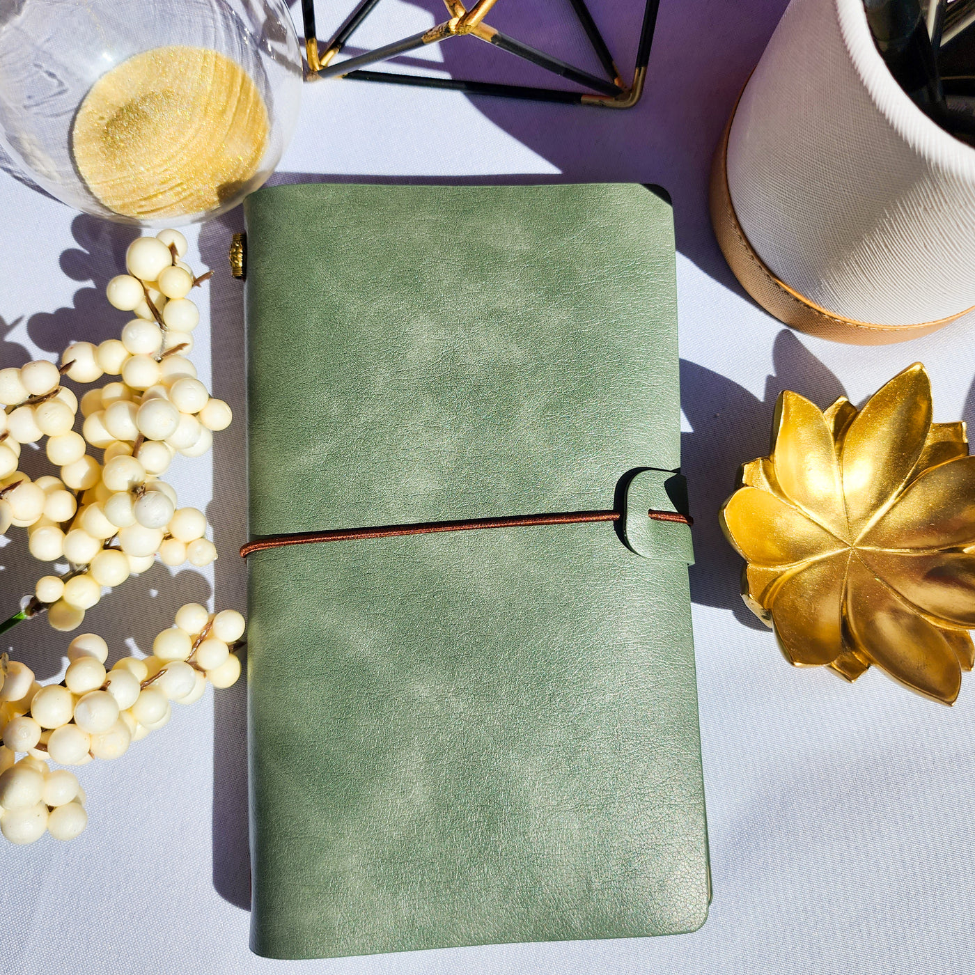 Jade Green Vegan Leather Travel Journal - Thehealinghandbook