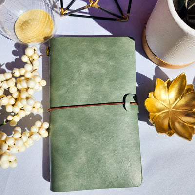 Jade Green Vegan Leather Travel Journal - Thehealinghandbook