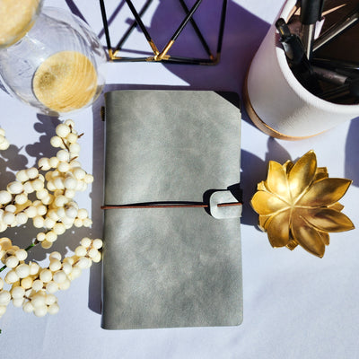 Stone Grey  : Vegan Leather Travel Journal - Thehealinghandbook