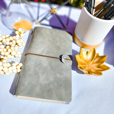 Stone Grey  : Vegan Leather Travel Journal - Thehealinghandbook