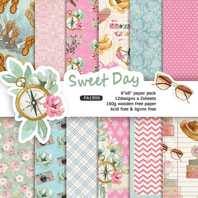 Sweet Day Journal Patterned Cardmaking 6"x 6" Scrapbooking Paper - Thehealinghandbook